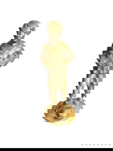 Boy Playing Soccer Brass Statue: Boy Playing Soccer Brass Statue. DIMENSIONS: 1.25” x 4”