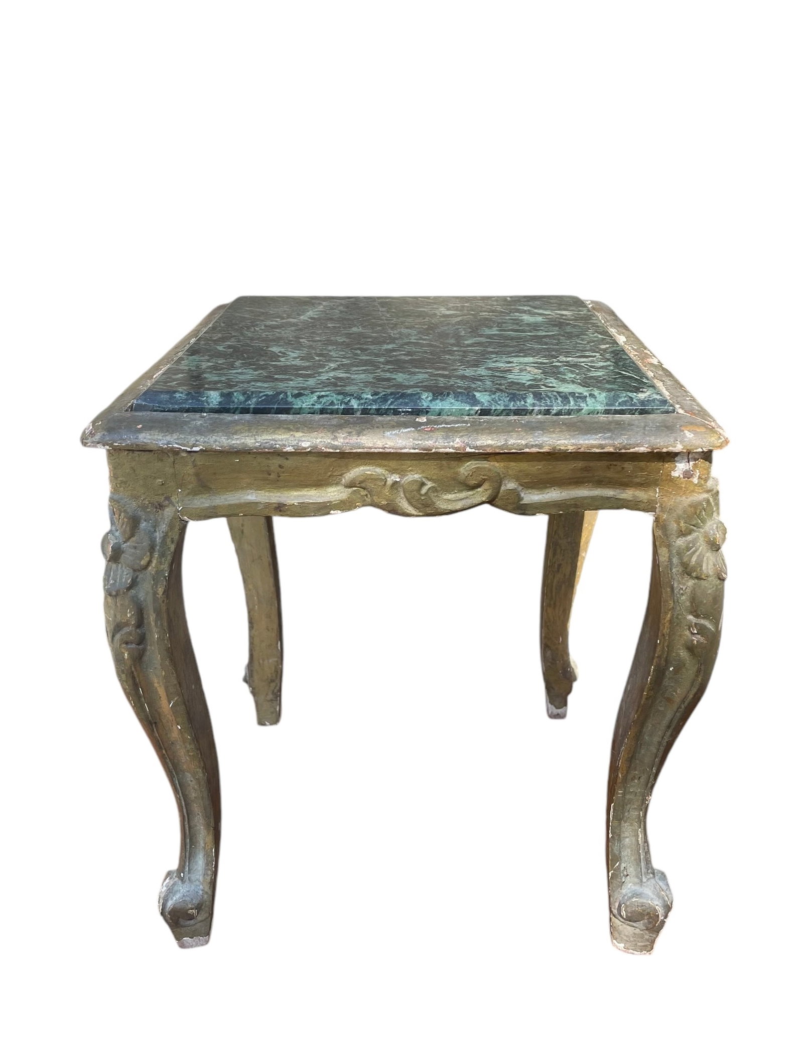 Antique Italian green marble top giltwood side table (1 of 3)