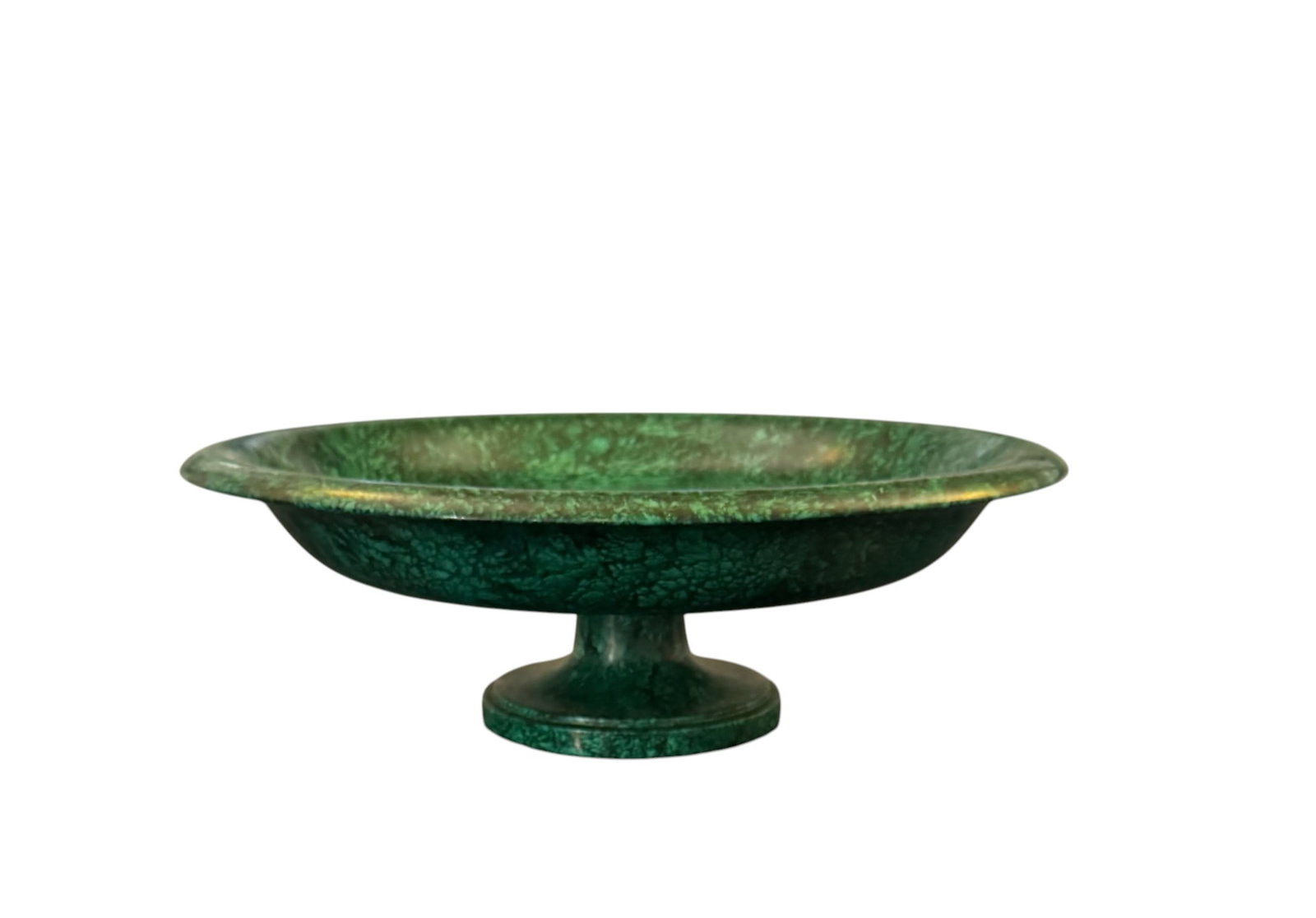 A magnificent example of a solid carved malachite footed bowl: A magnificent example of a solid carved malachite footed bowl. DIMENSIONS: 18”D x 6”H. This item is located in NYC.