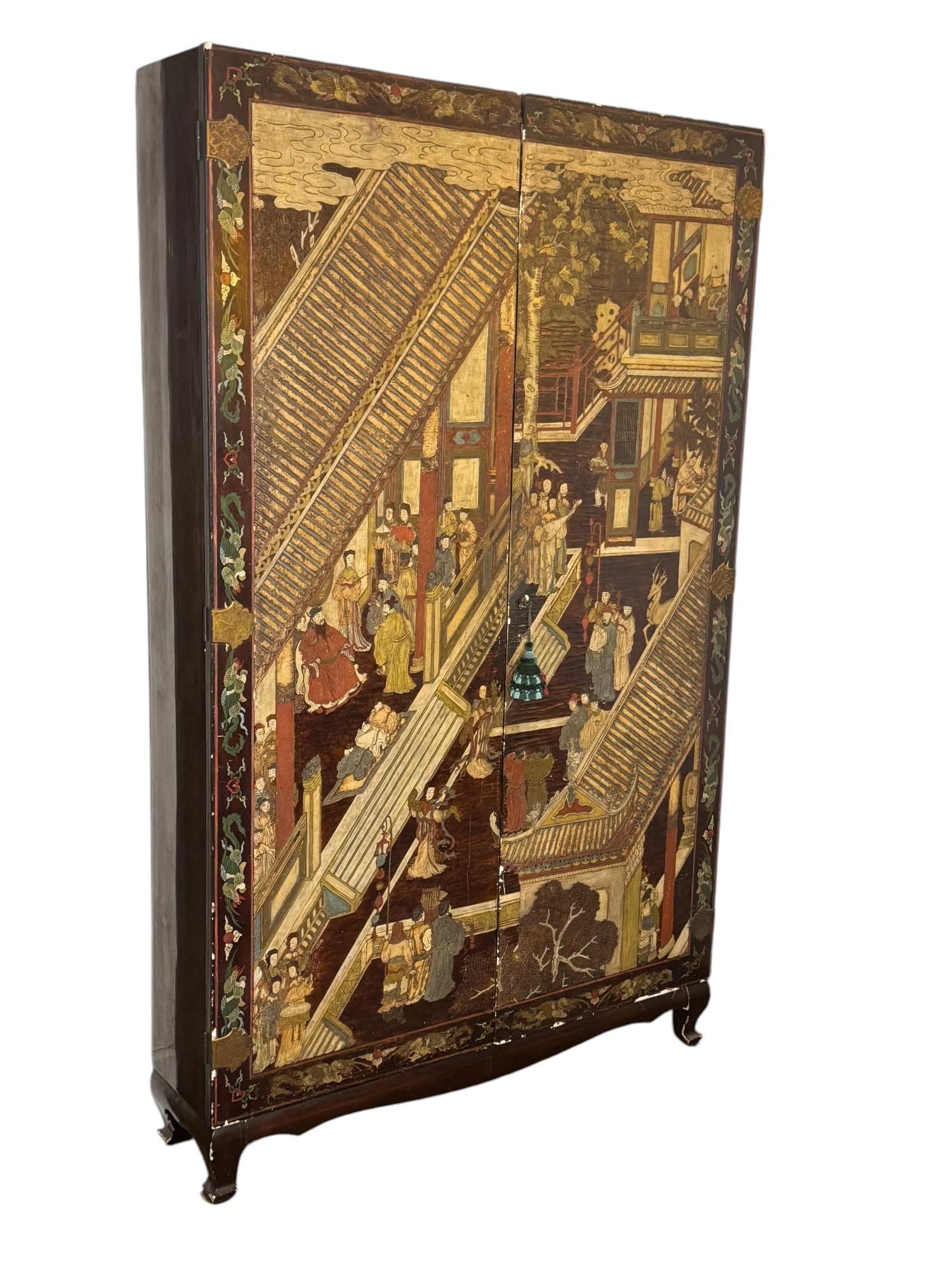 Antique Chinoiserie Cabinet: Antique Chinoiserie Cabinet. DIMENSIONS: 50.5"Wx 11.5"D x 82.25â€H. This item is located in NYC.