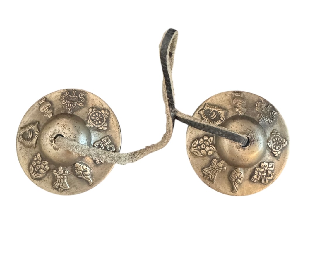 Bhutanese singing prayer discs: Bhutanese singing prayer discs. DIMENSIONS: Discs 2.5"D