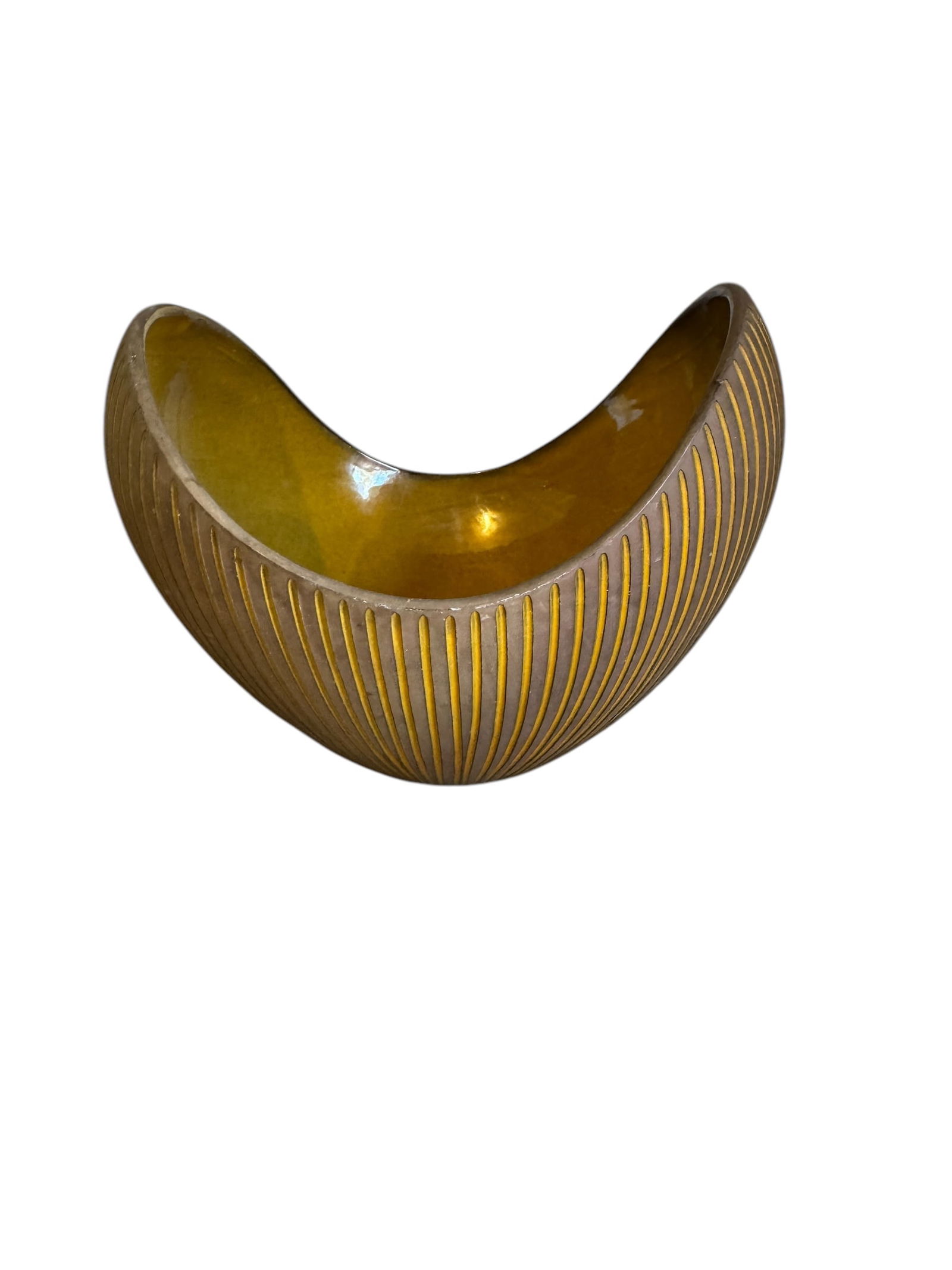 Hjordis Oldfors yellow ribbed bowl: Hjordis Oldfors yellow ribbed bowl. DIMENSIONS: 8.5"W x 8"D x 6.5"H