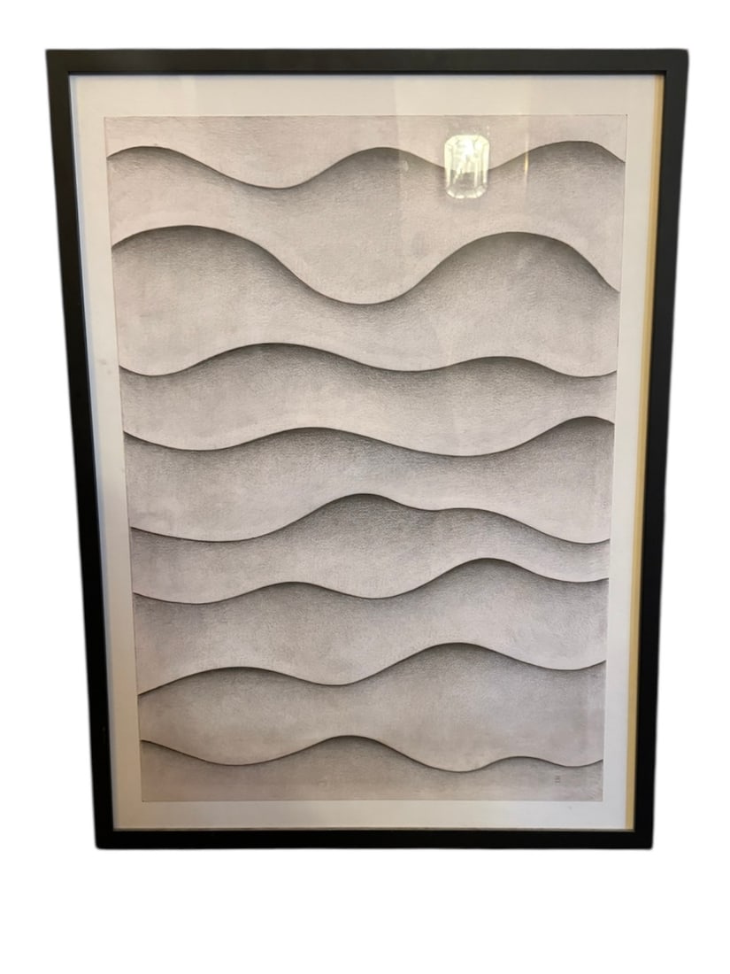 Tim Grovesnor "Shock Waves" graphite on paper: Tim Grovesnor "Shock Waves" graphite on paper. Gallery frame with UV plastic. DIMENSIONS: 24"W x 32”H. This item is located in NYC.