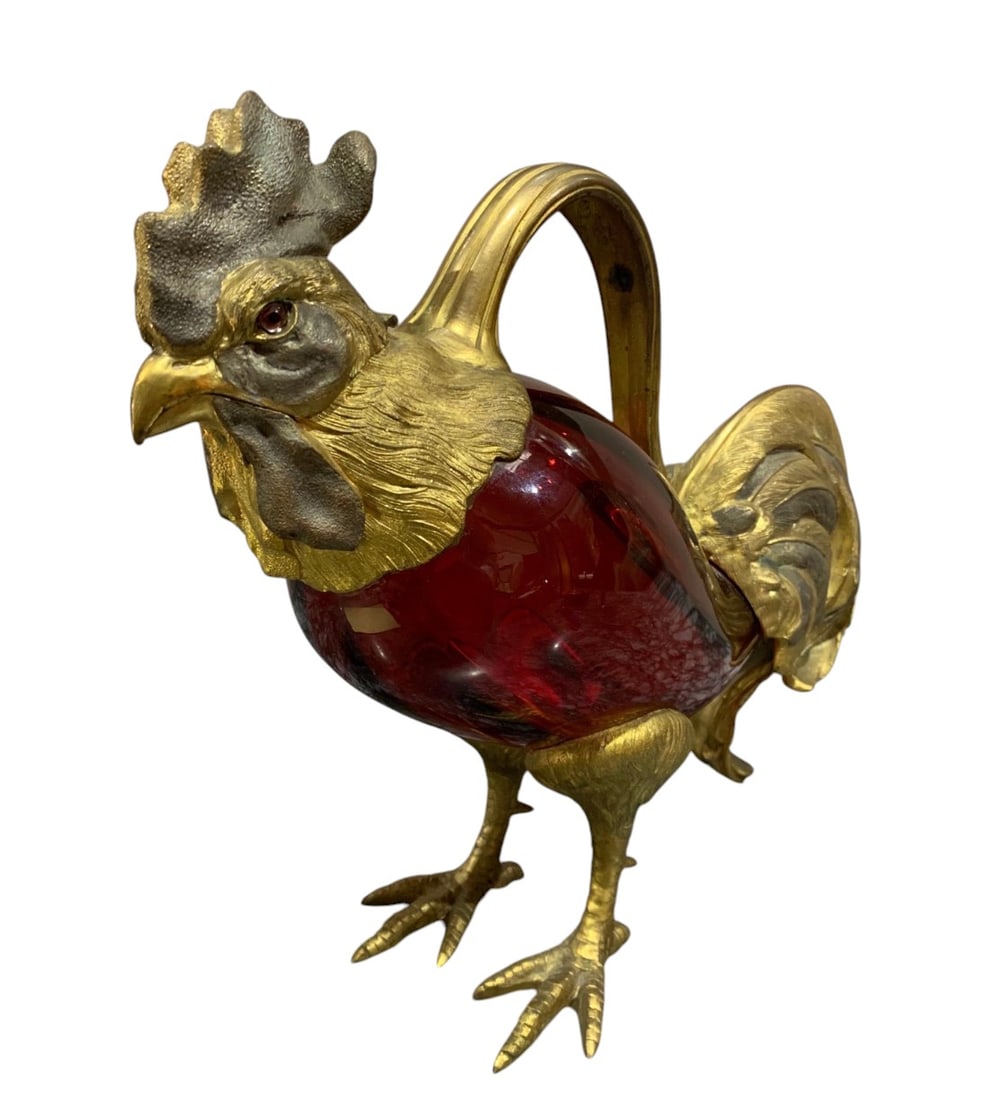 Rare ruby glass rooster decanter - 2