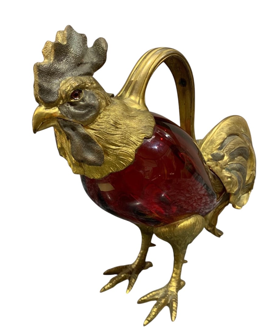 Rare ruby glass rooster decanter - 3
