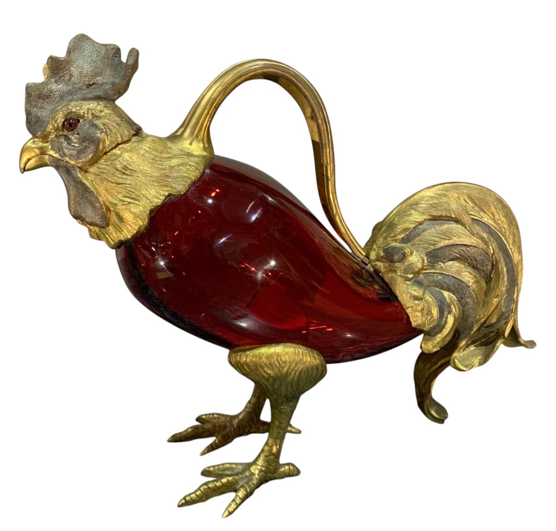 Rare ruby glass rooster decanter - 4