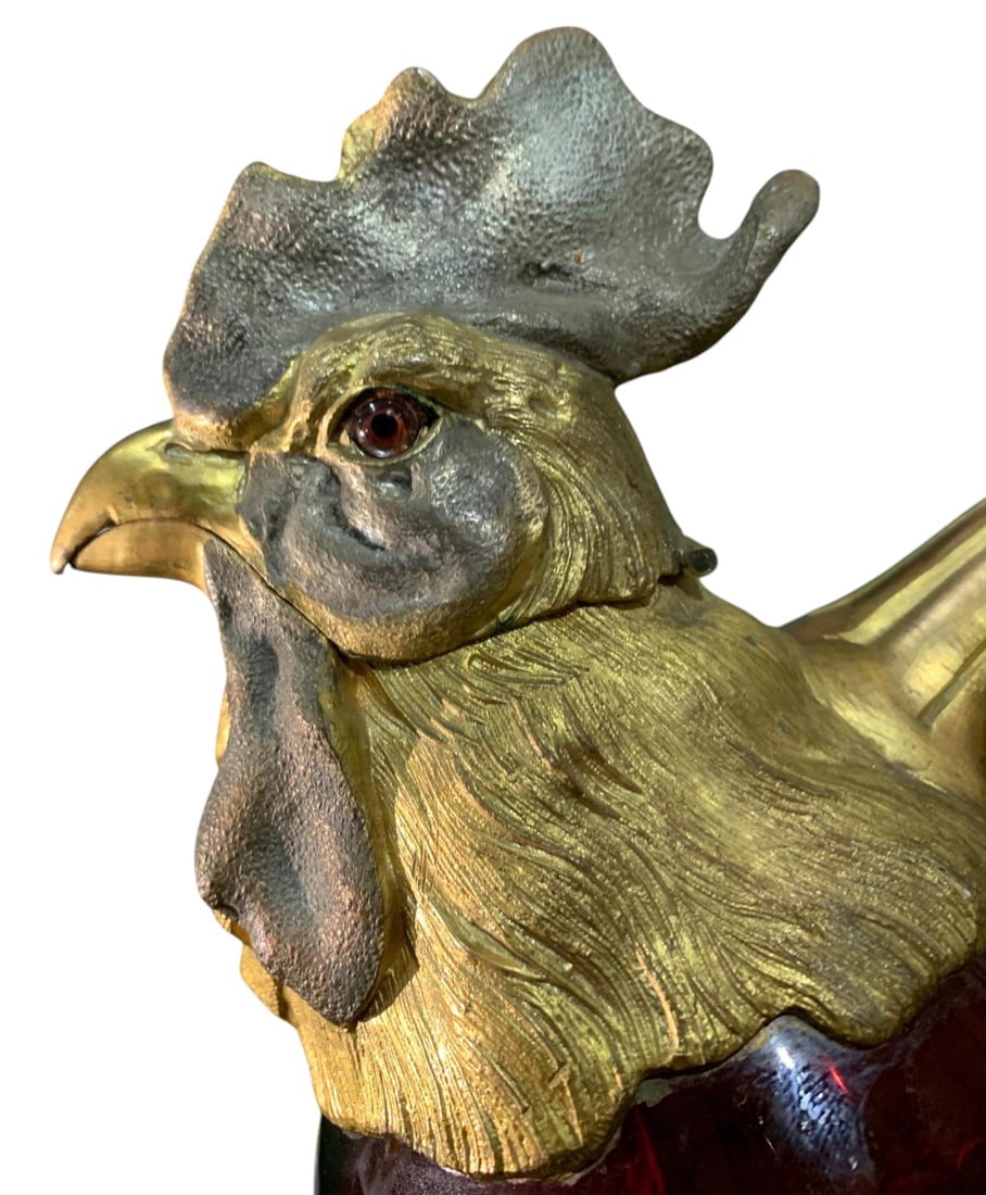 Rare ruby glass rooster decanter - 5