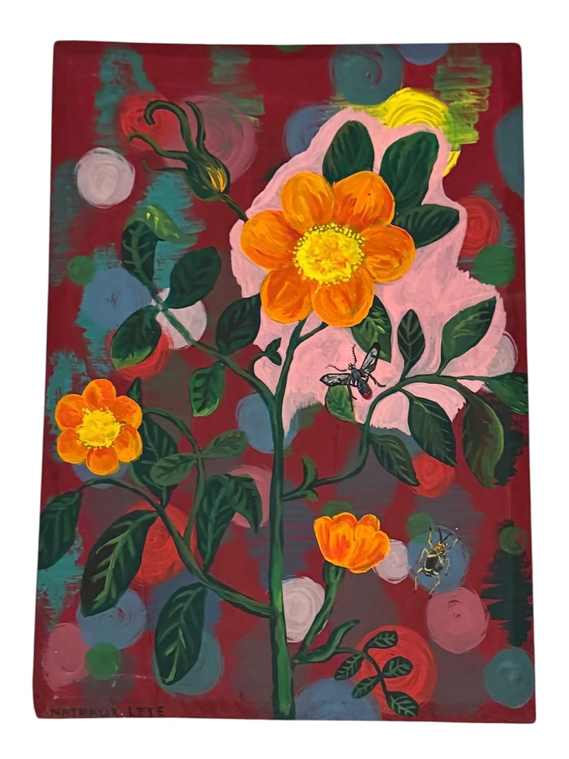 "Untitled" oil on paper by Nathalie Lété: Untitled" oil on paper by Nathalie Lété. DIMENSIONS: 9" x 13