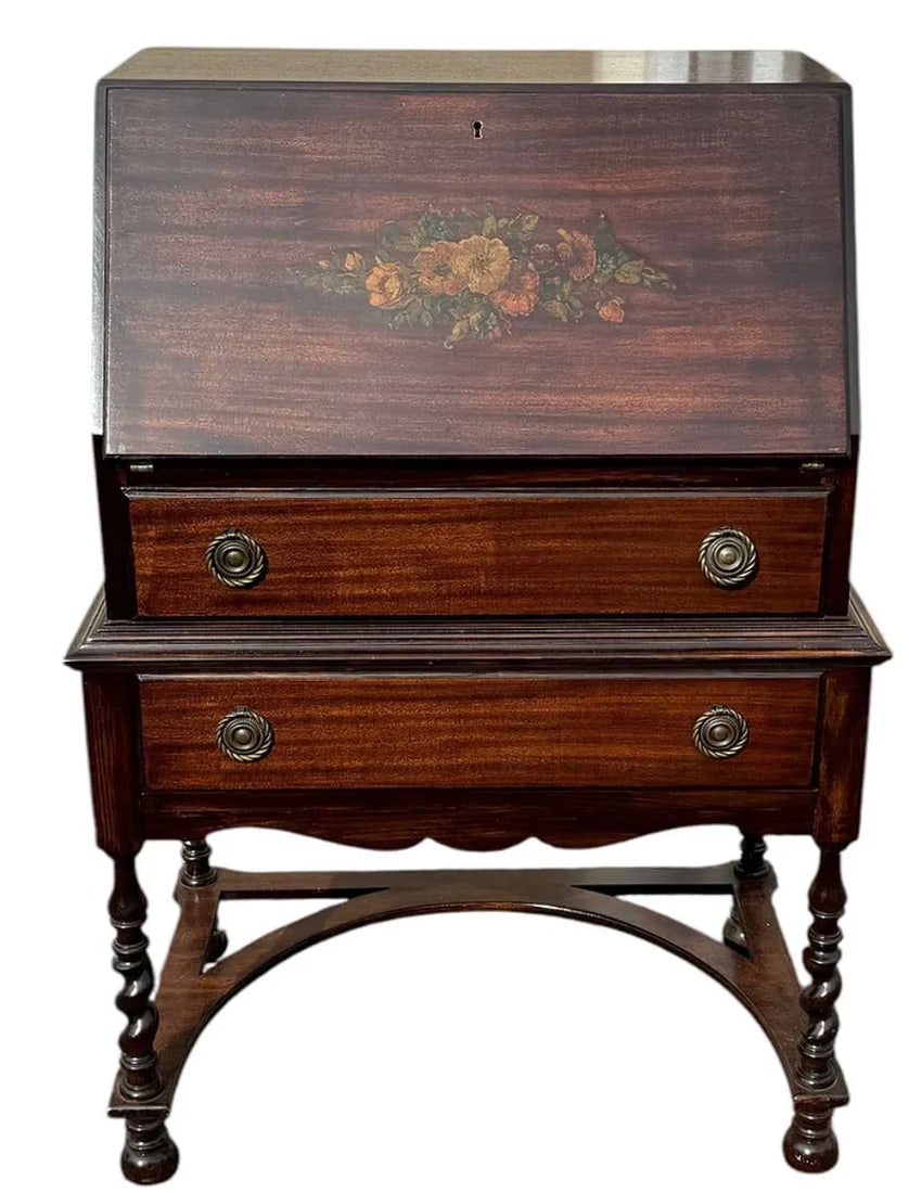 Antique rosewood inlaid writing desk (1 of 4)