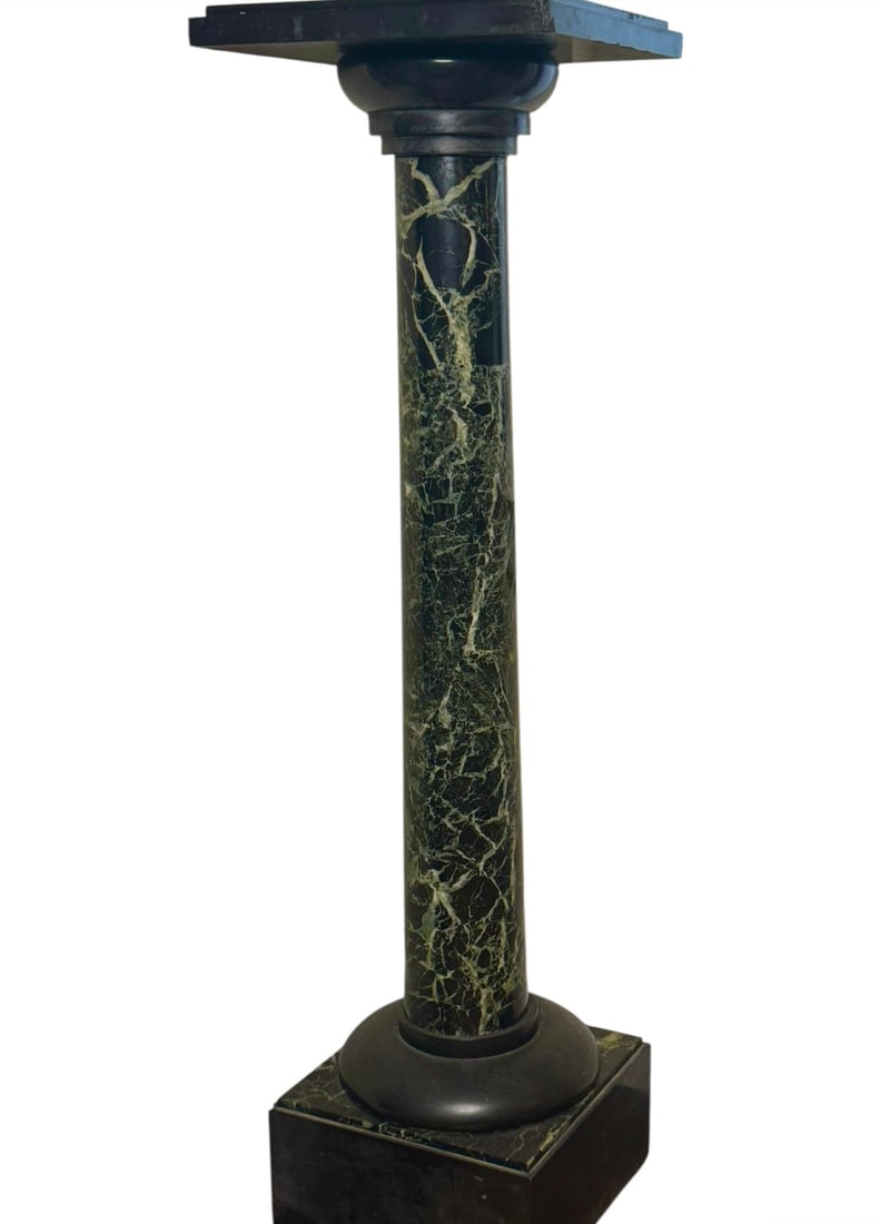 An antique green marble pedestal (1 of 7)
