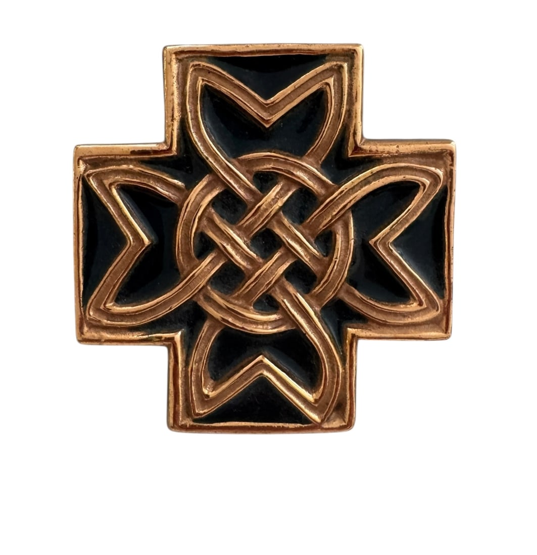 Blue enamel Notre Dame cross: Blue enamel Notre Dame cross. DIMENSIONS: 3.75"W x 3.75"H