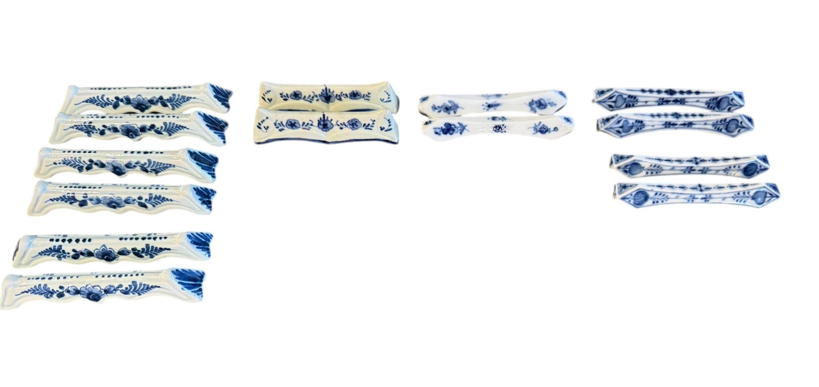 Assorted Delft knife rests: Assorted Delft knife rests