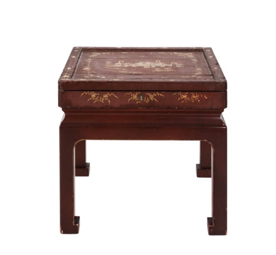 Rare Japanese kimono box table: Rare Japanese kimono box table. DIMENSIONS: 20"W x 20"D x 18.25"H