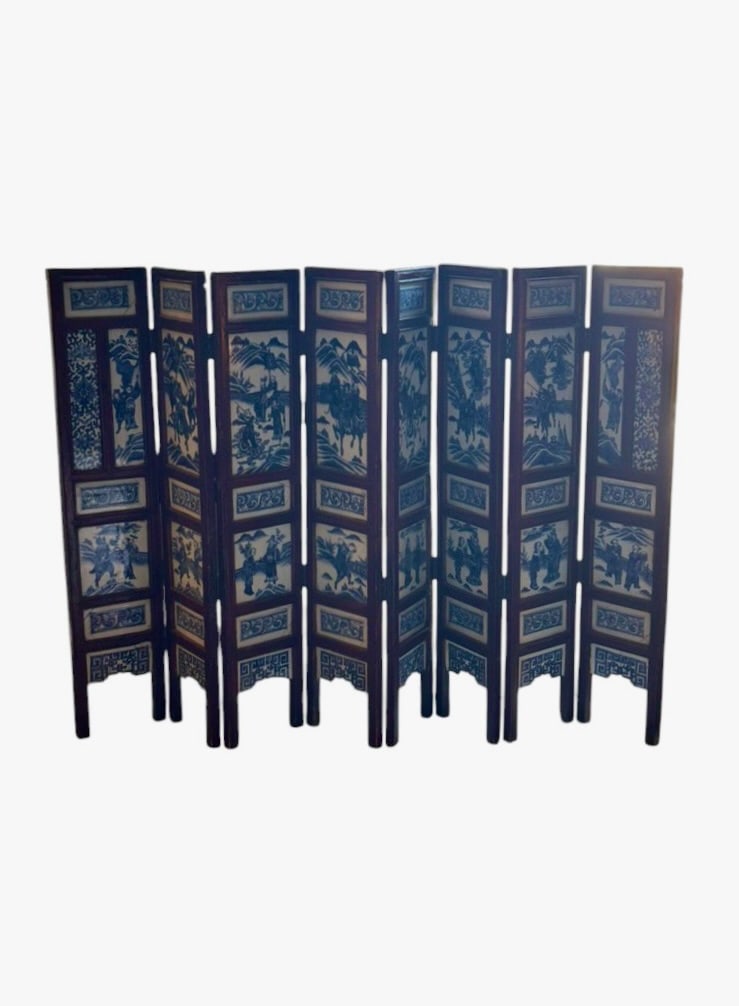 Inlaid 8-Panel Chinese Porcelain Table Screen (1 of 9)