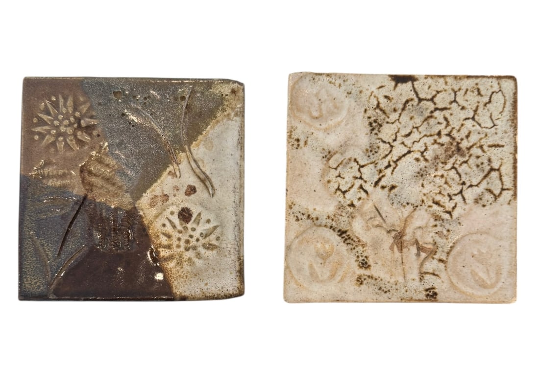 2 stone brown glazed trivets (1 of 3)