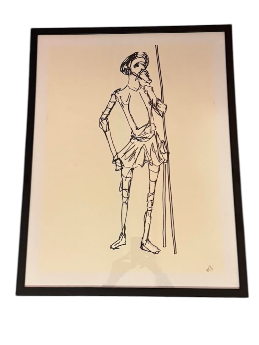 Sarah Willis "Don Quixote" ink, graphite on paper: Sarah Willis "Don Quixote" graphite on paper. Gallery frame with UV plastic. DIMENSIONS: 22"W x 28”H. This item is located in NYC.