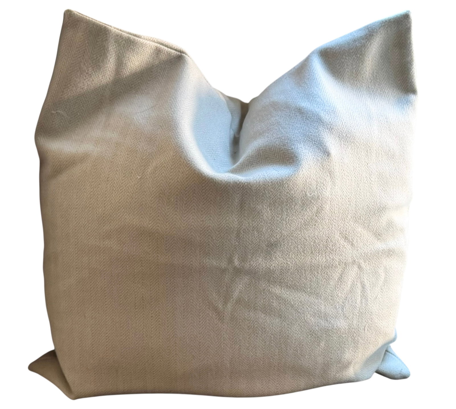 Holland & Sherry custom cream wool pillowcase: Holland & Sherry custom cream wool pillowcase. Insert not included. DIMENSIONS: 20" x 20"