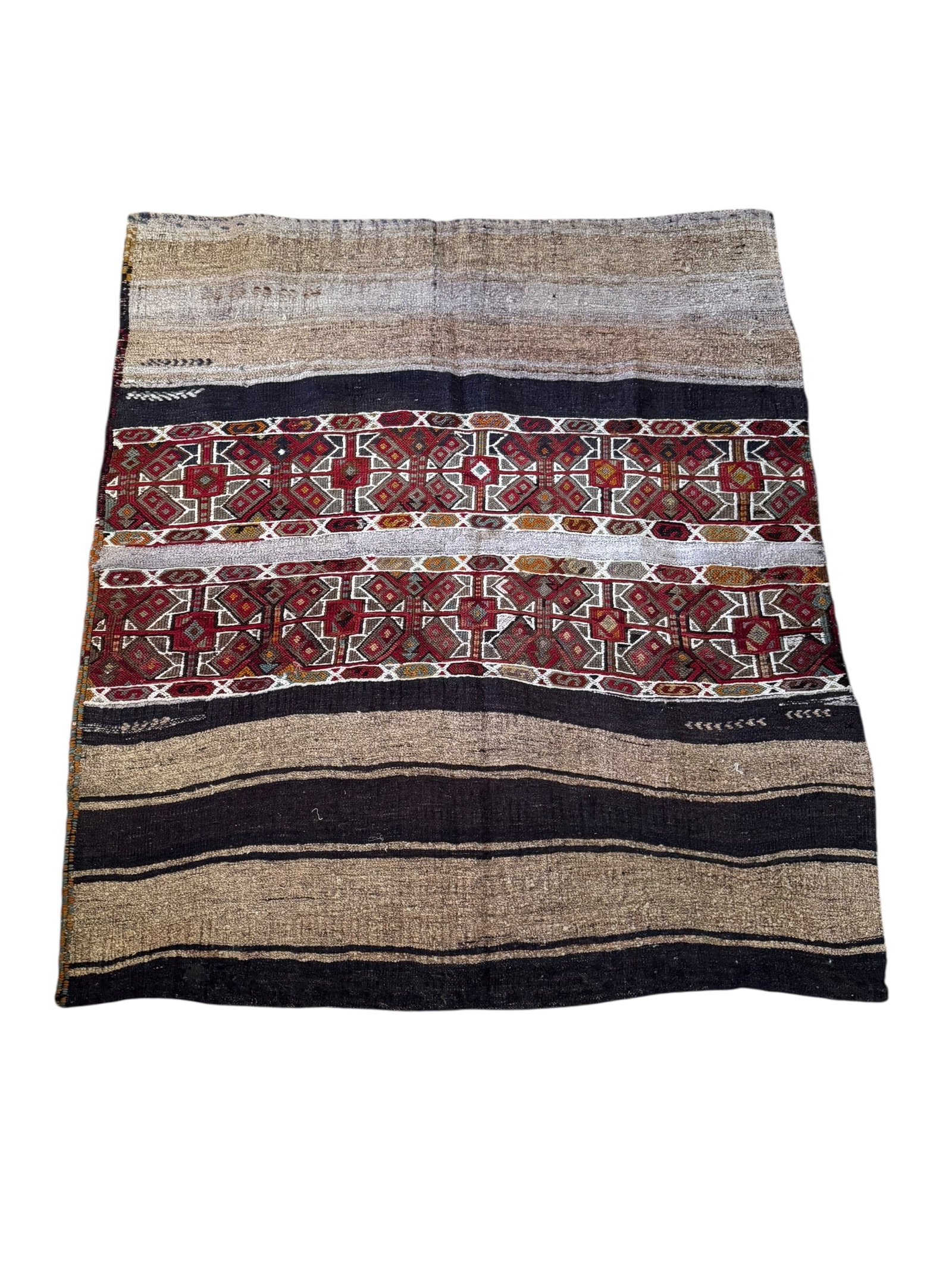 Brown and red square Turkish rug: Brown and red square Argentinian rug. DIMENSIONS: 46”W x 52”H