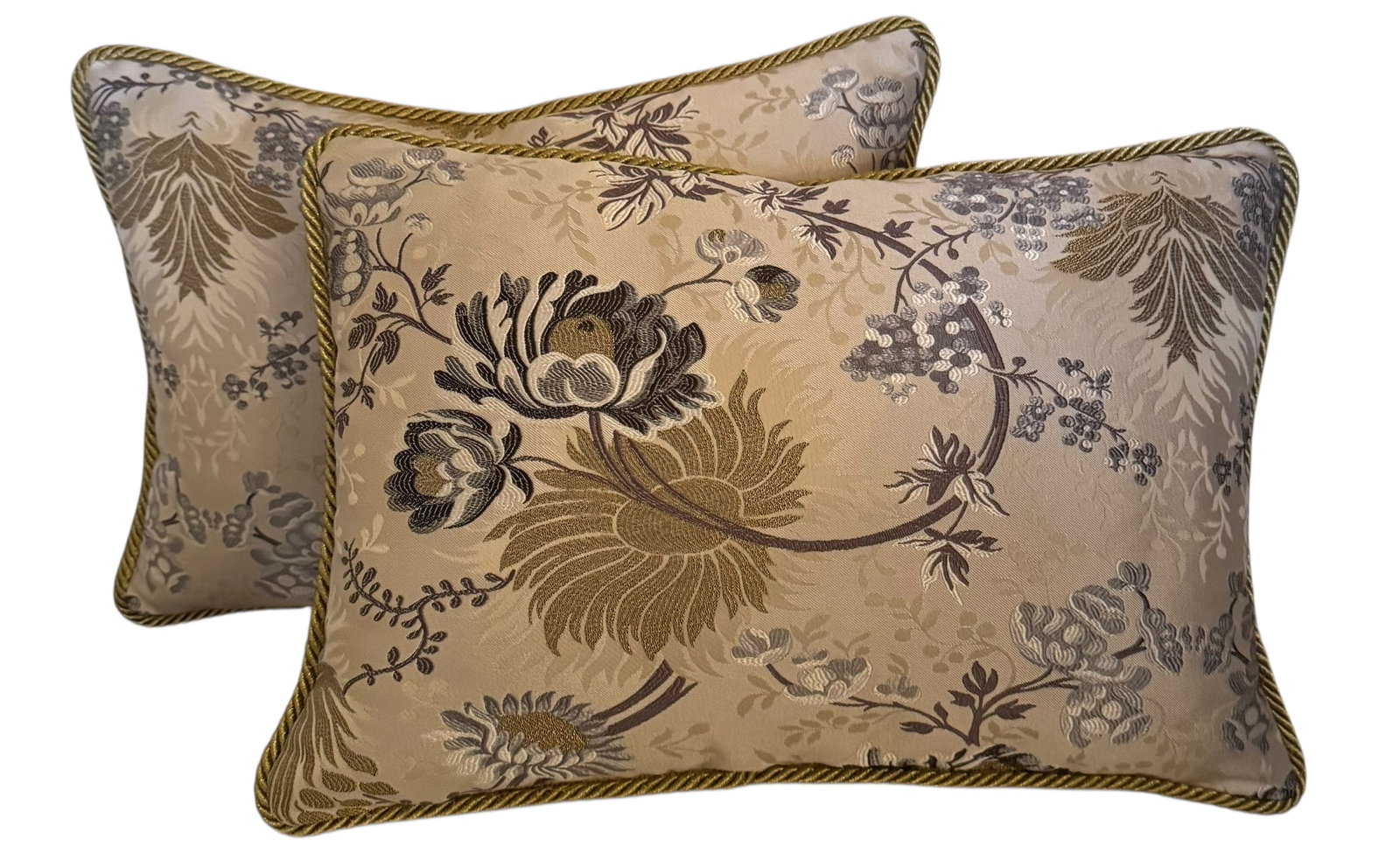 Pair of brocade lumbar pillows (1 of 6)