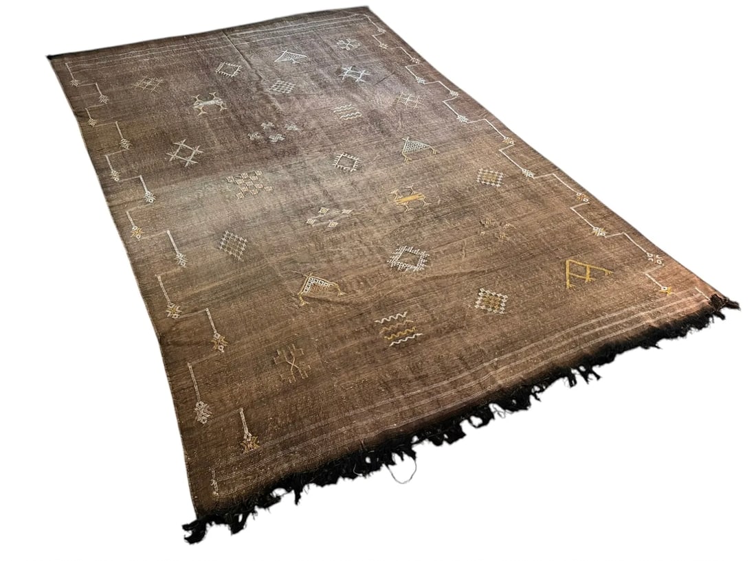 A brown silk flatweave Moroccan rug (1 of 6)