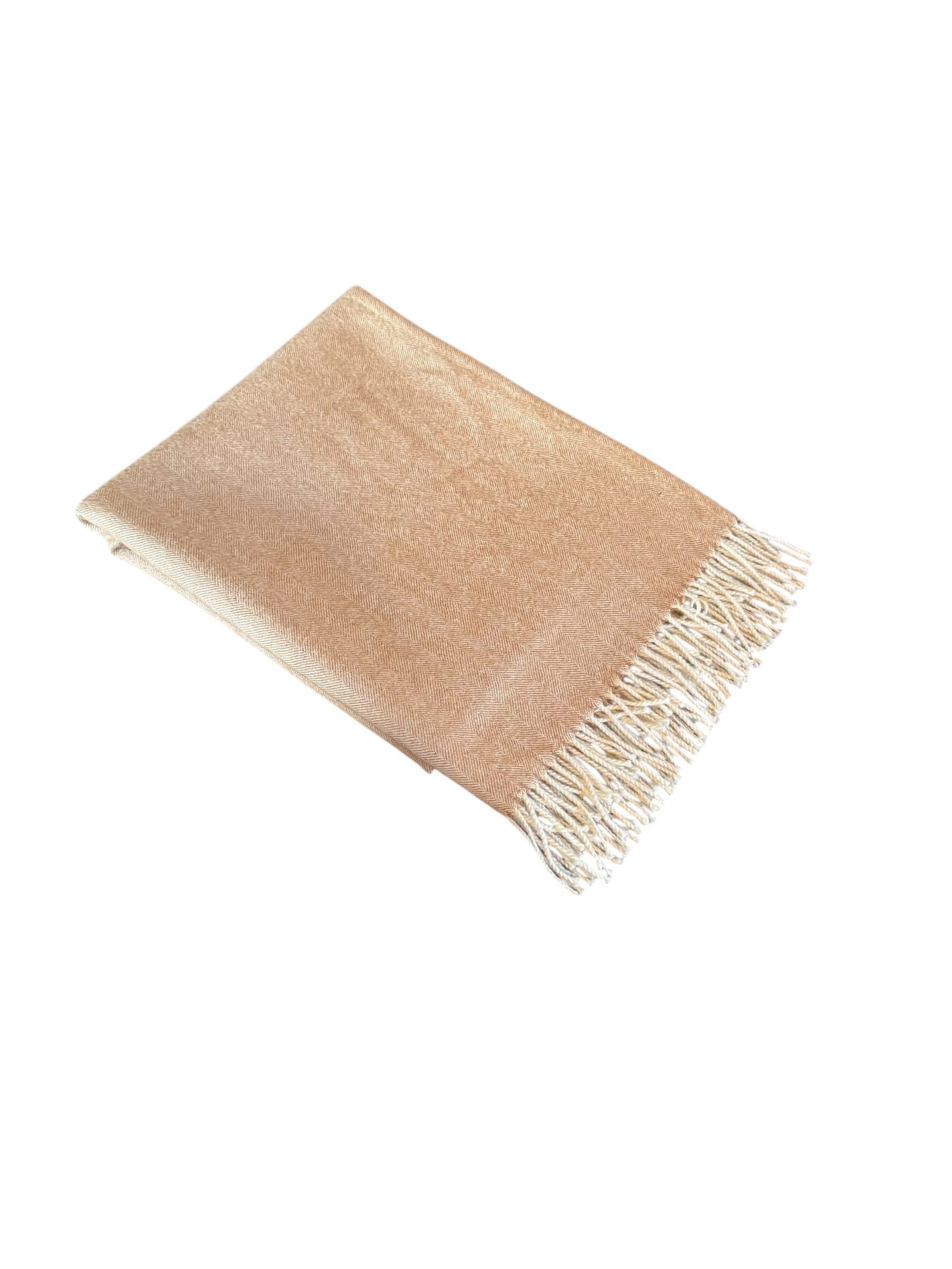 Tan baby alpaca herringbone throw: A tan baby alpaca herringbone throw. DIMENSIONS: 52" W x 64"L CONDITION: A few small holes.