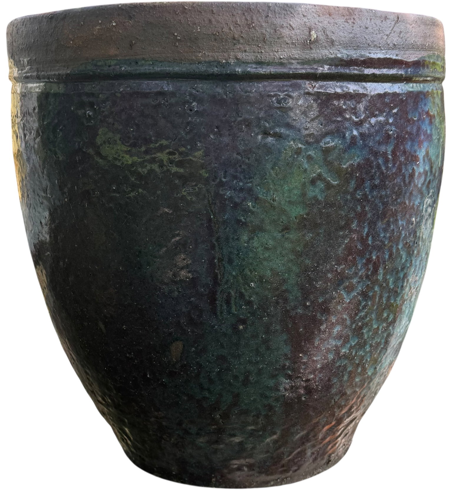 An exquisite, large, purple glazed ceramic garden pot (1 of 3)