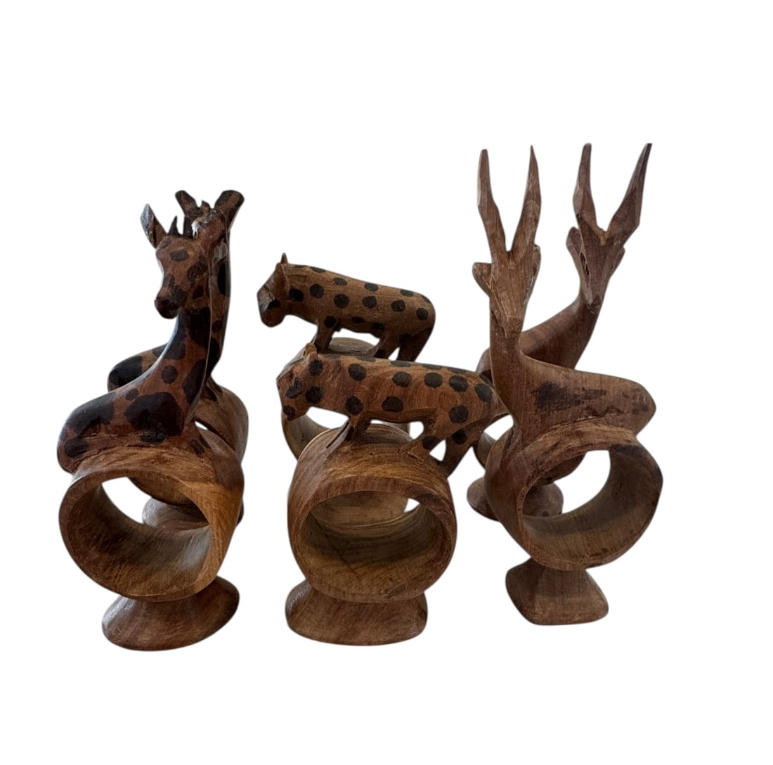 6 Kenyan carved animal napkin rings (1 of 3)