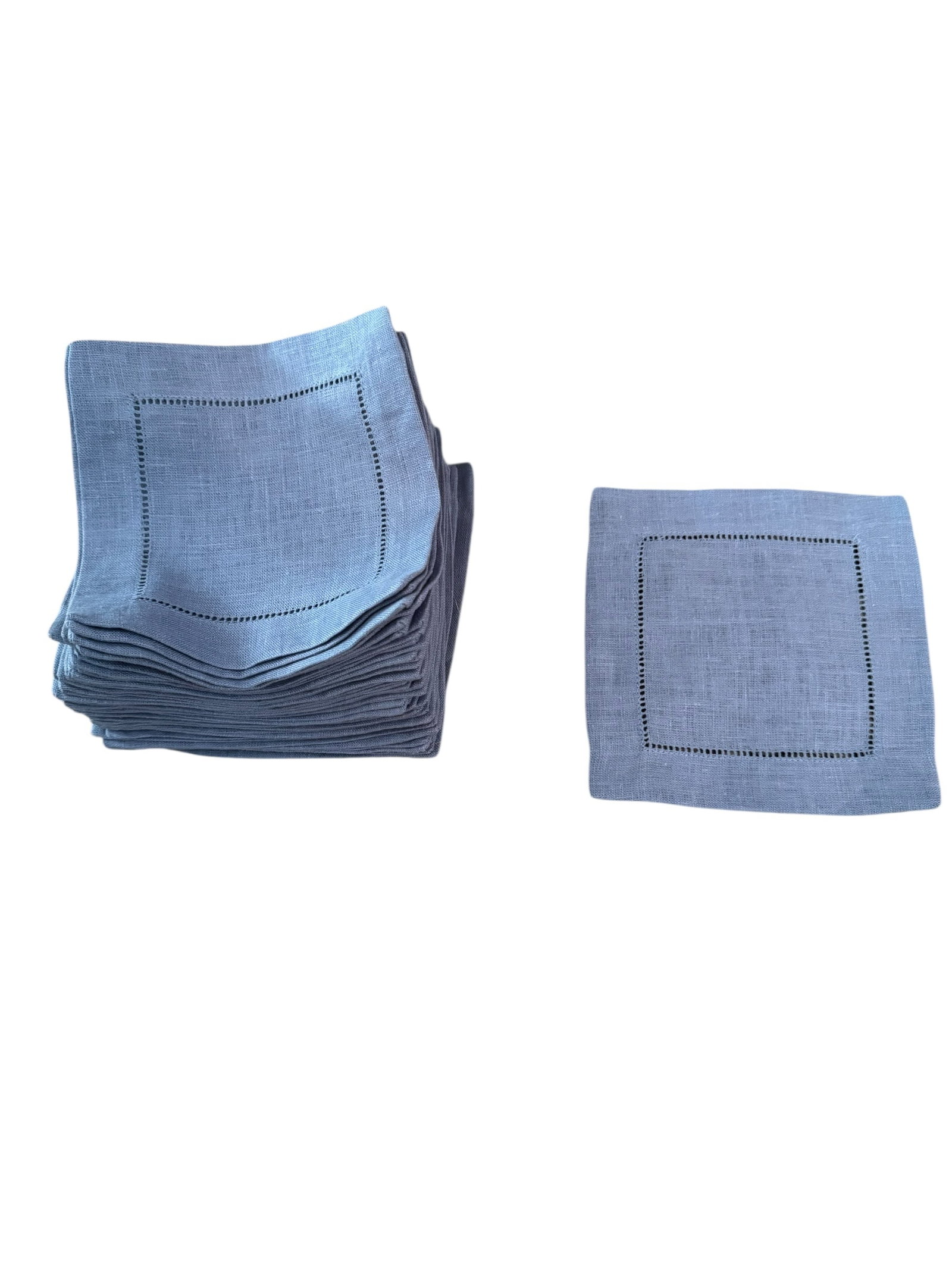 Set of 47 Sferra festival linen cocktail napkins in hydragea blue (1 of 4)