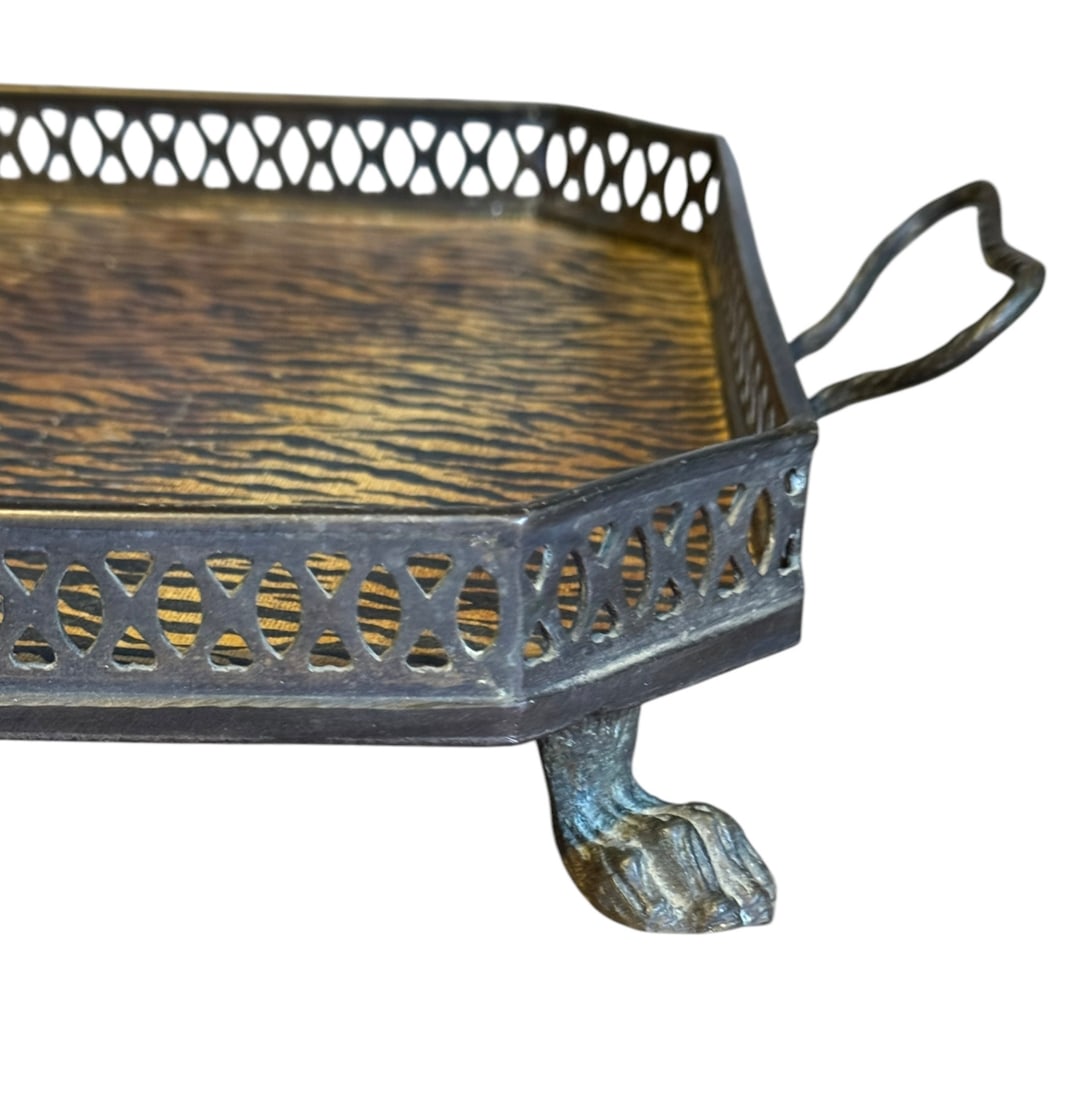 Vintage tole tiger pattern serving tray - 4