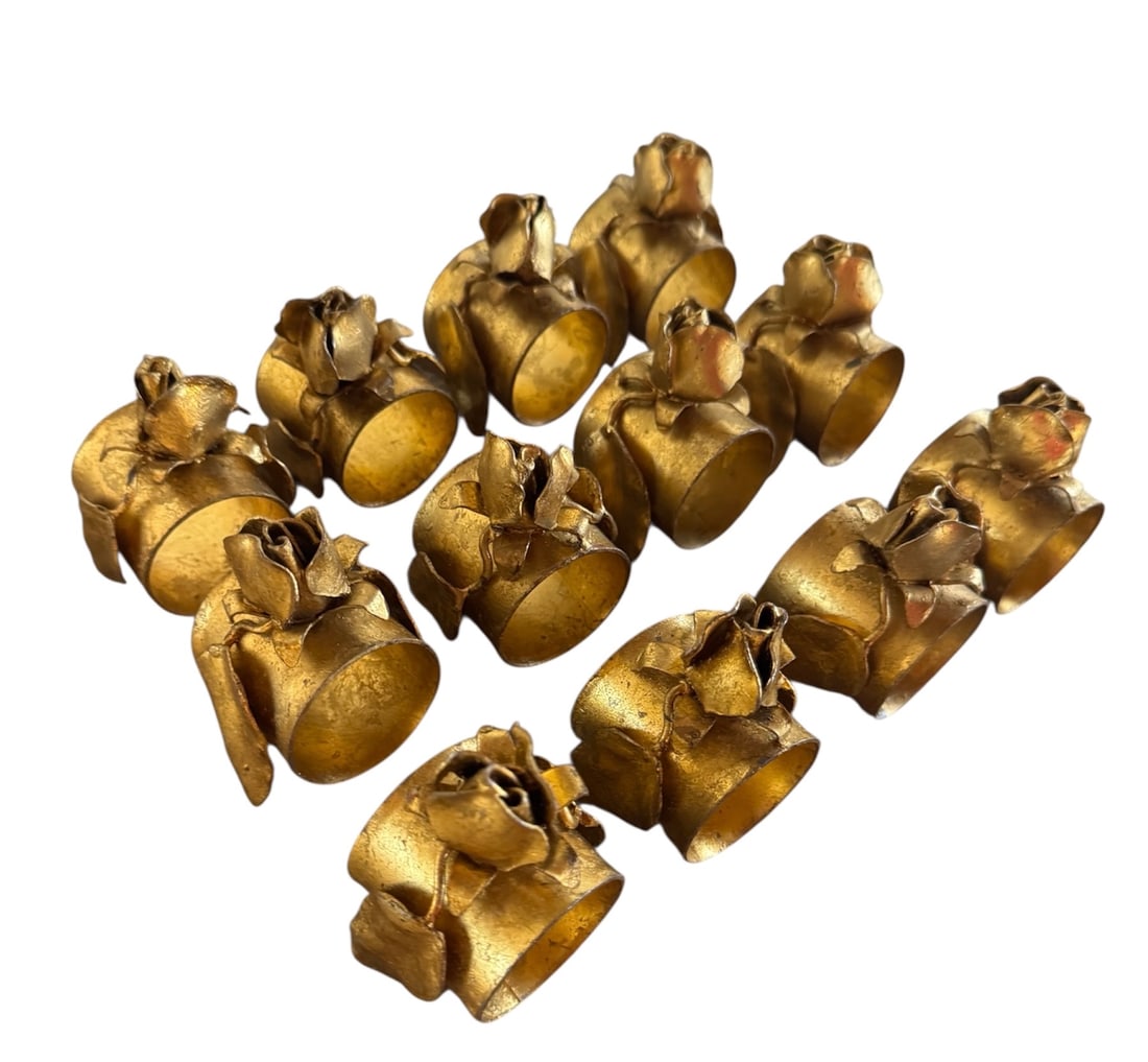 Set of 12 gold rose napkin rings (1 of 3)