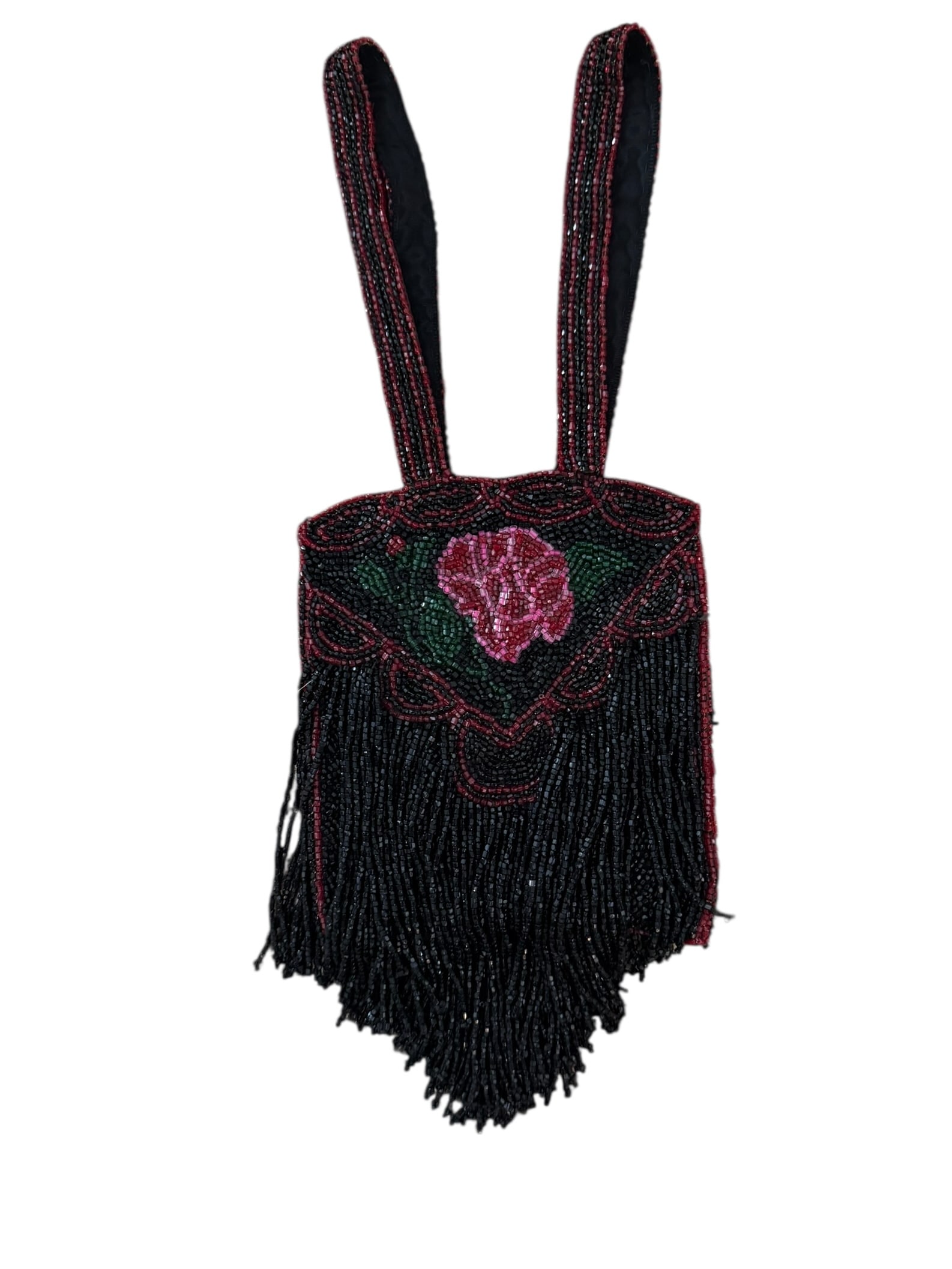 Antique Victorian beaded rose evening bag (1 of 3)