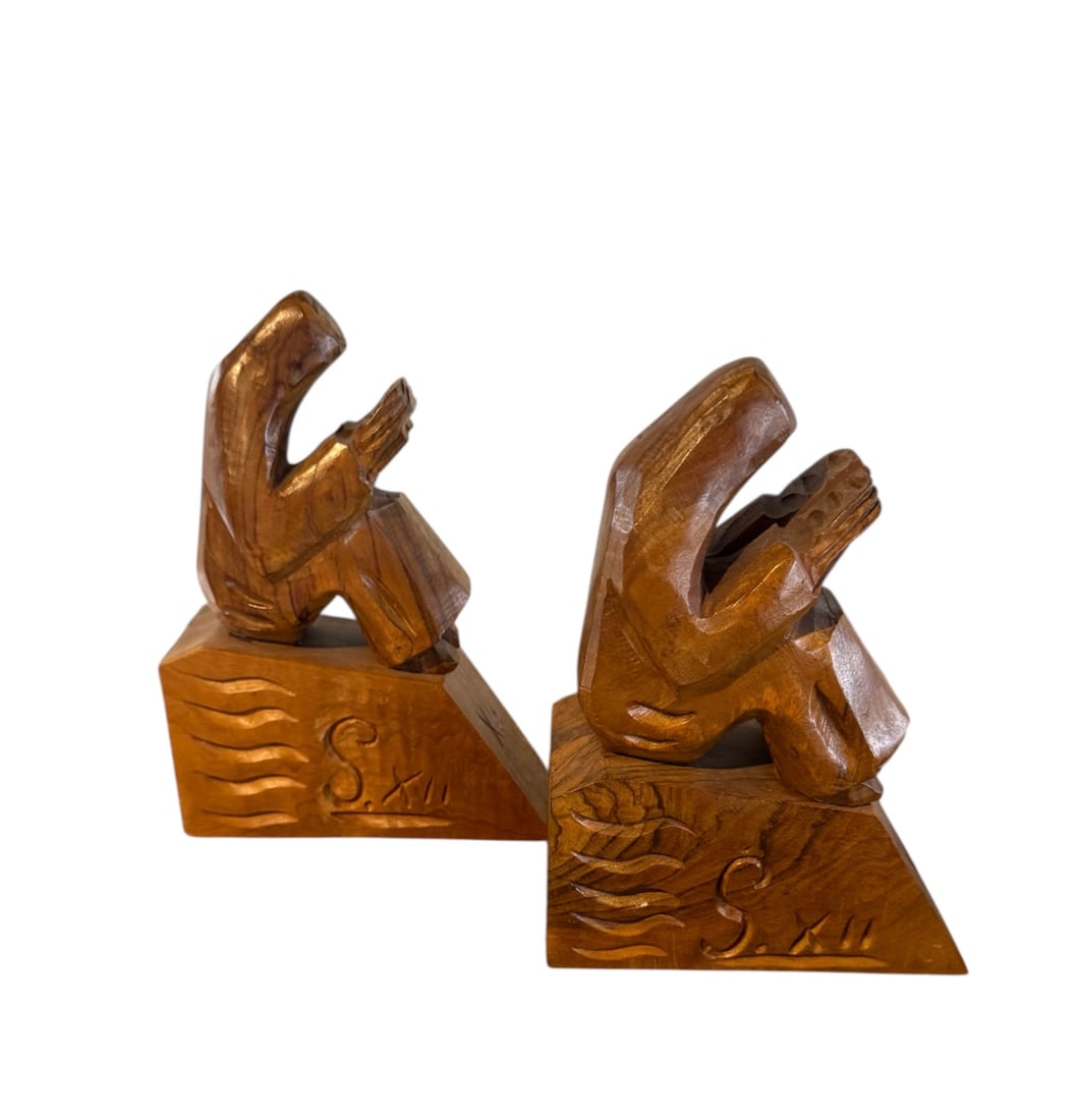 Carved Spanish wooden bookends (1 of 5)