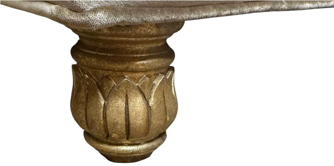 Custom 7ft scroll back velvet sofa with ormolu detail - 8