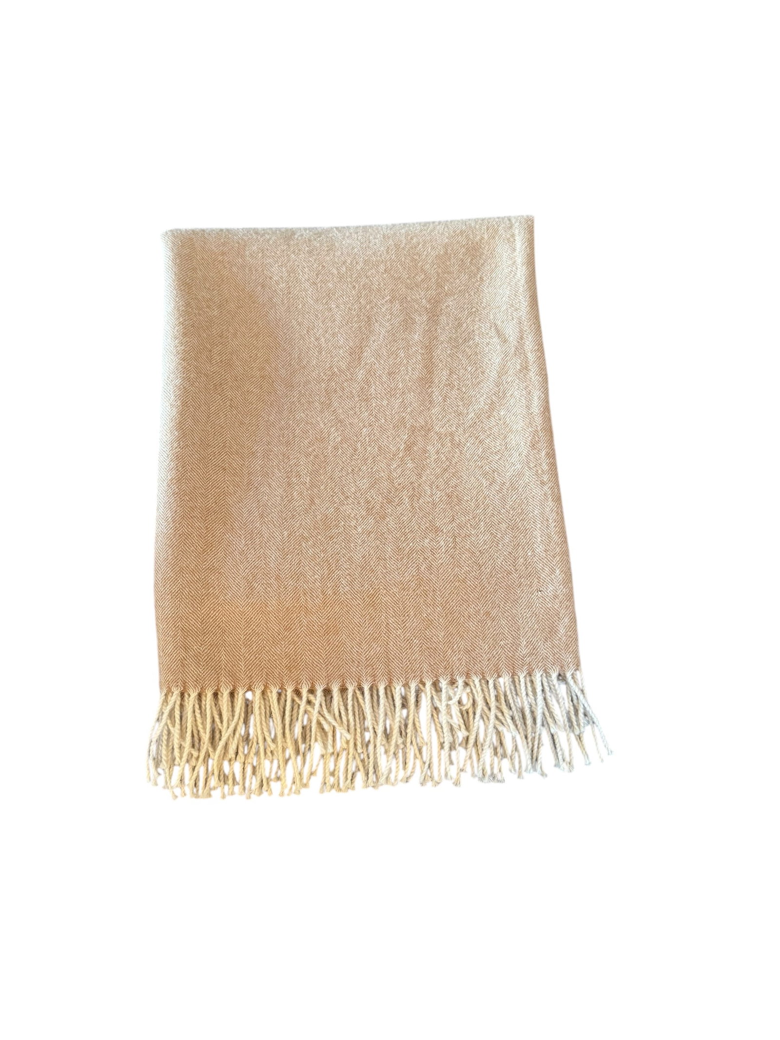 Tan Baby Alpaca Herringbone Throw - 3
