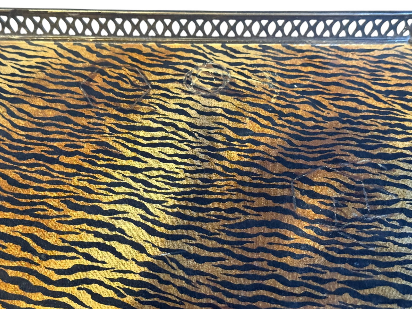 Vintage Tole Tiger Pattern Serving Tray - 3