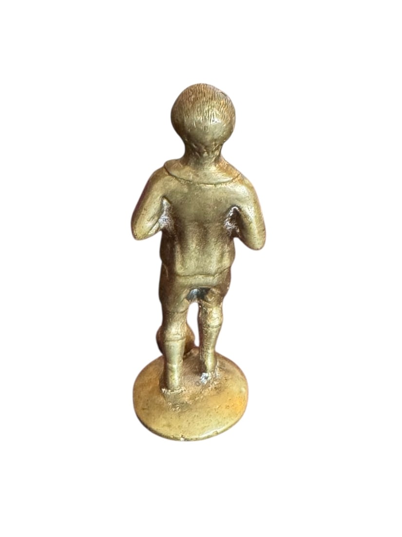 Boy Playing Soccer Brass Statue - 3