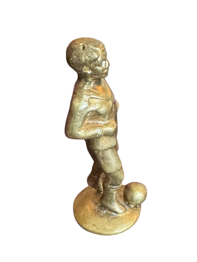 Boy Playing Soccer Brass Statue - 4