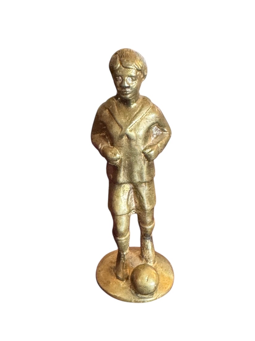 Boy Playing Soccer Brass Statue - 5