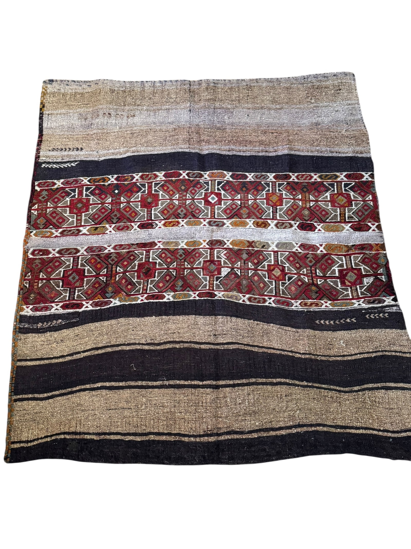 Brown and Red Square Argentinian Rug - 2