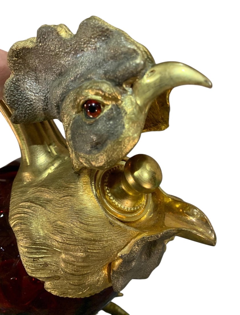Rare Ruby Glass Rooster Decanter - 7