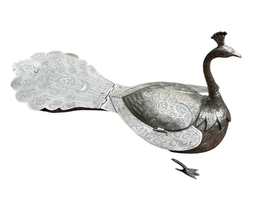 Indian Silver Peacock Chutney Serving Dish - 2