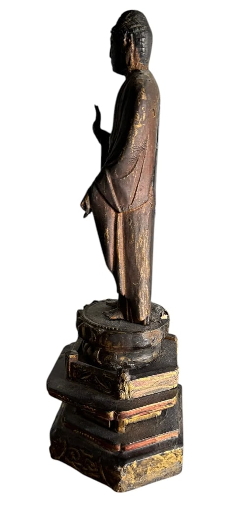 Antique Carved Wood Thai Buddha - 3
