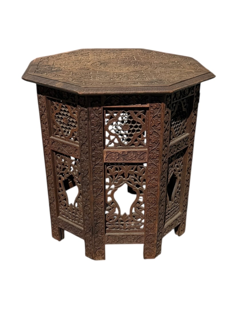 Indian Carved Wood End Table - 3