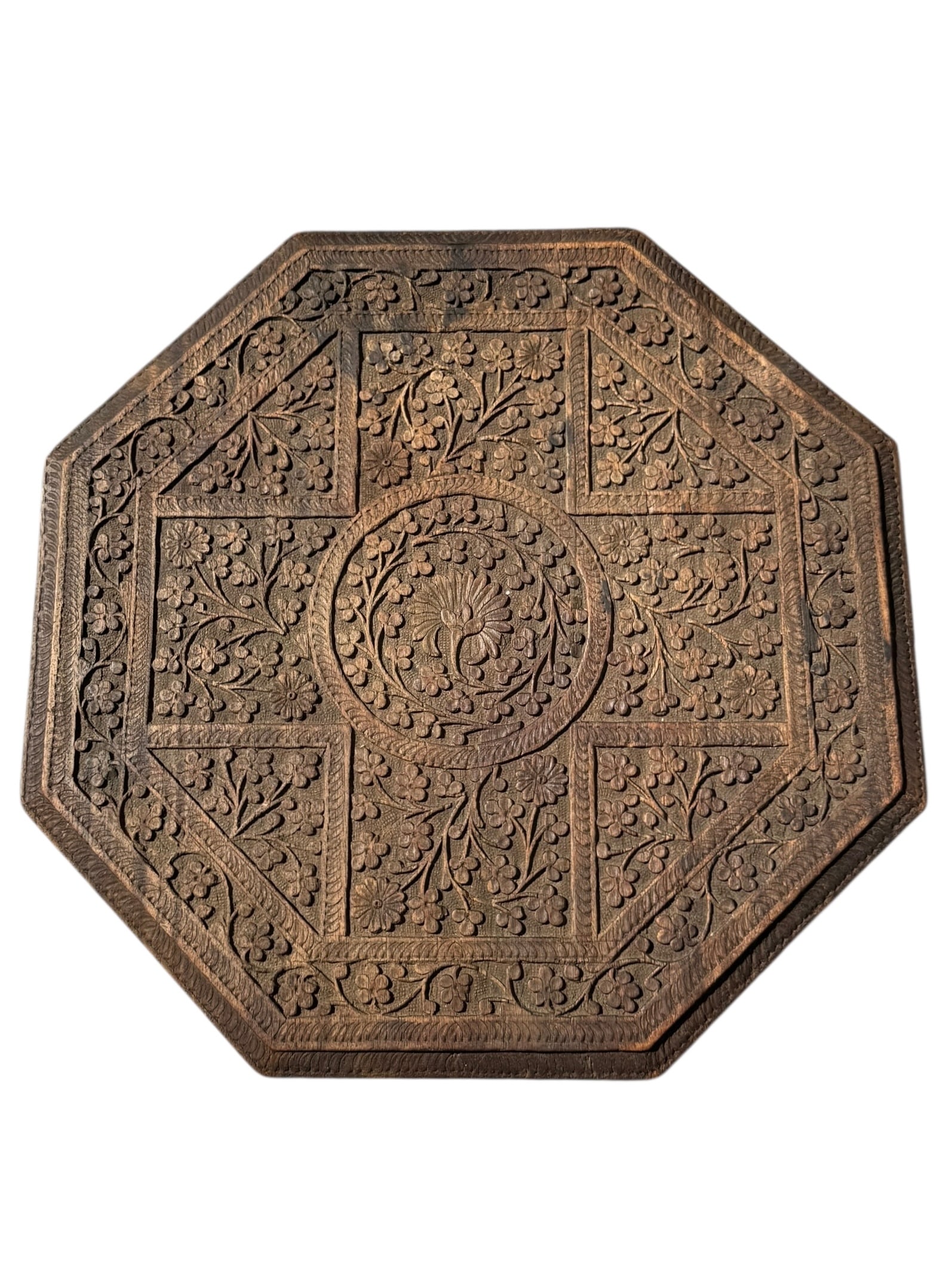 Indian Carved Wood End Table - 5
