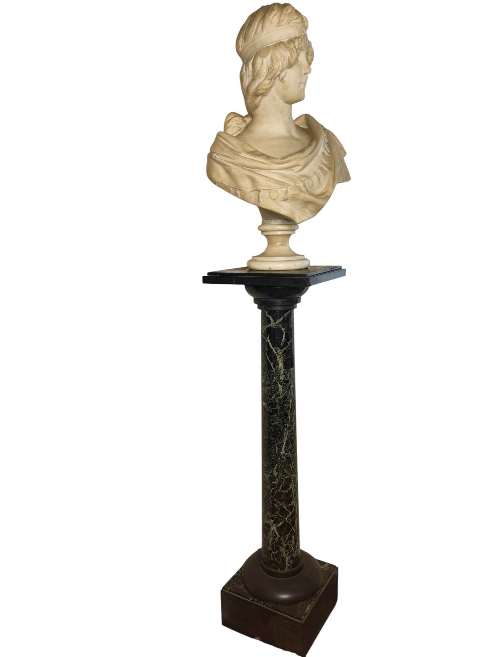Antique Green Marble Pedestal - 2