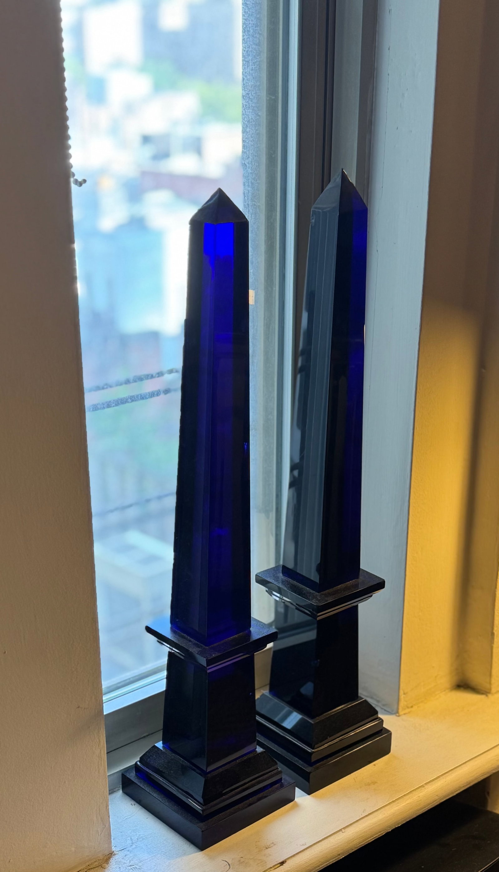 Pair of Antique Cobalt Glass Obelisks (1 of 4)