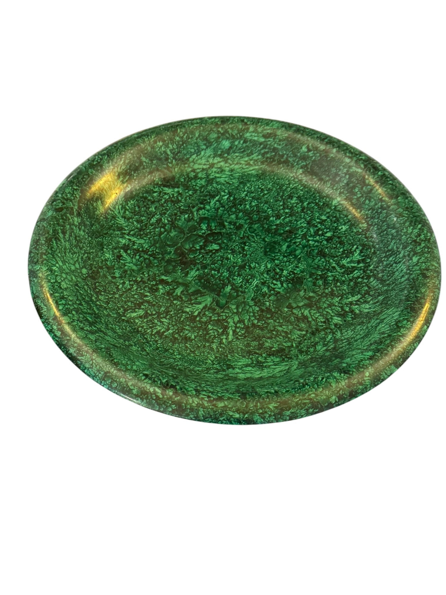Solid Carved Malachite Footed Bowl - 2