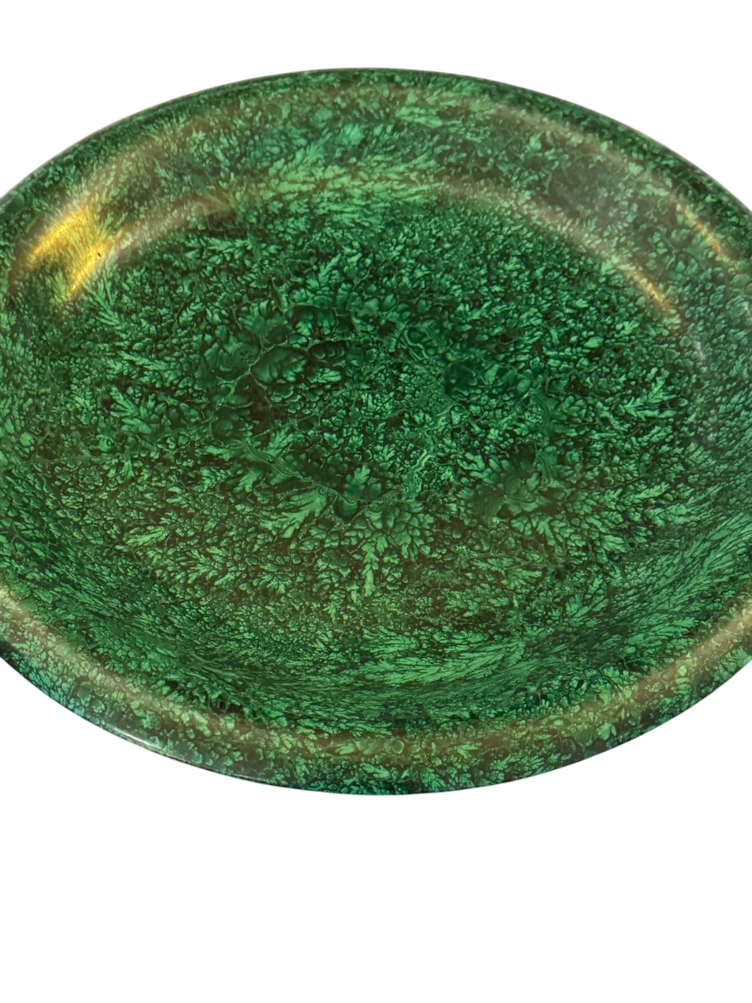Solid Carved Malachite Footed Bowl - 3