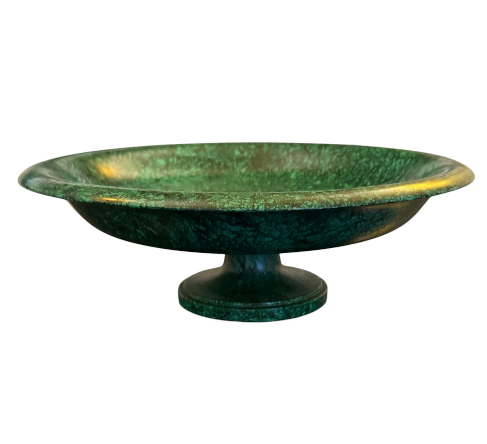 Solid Carved Malachite Footed Bowl - 4