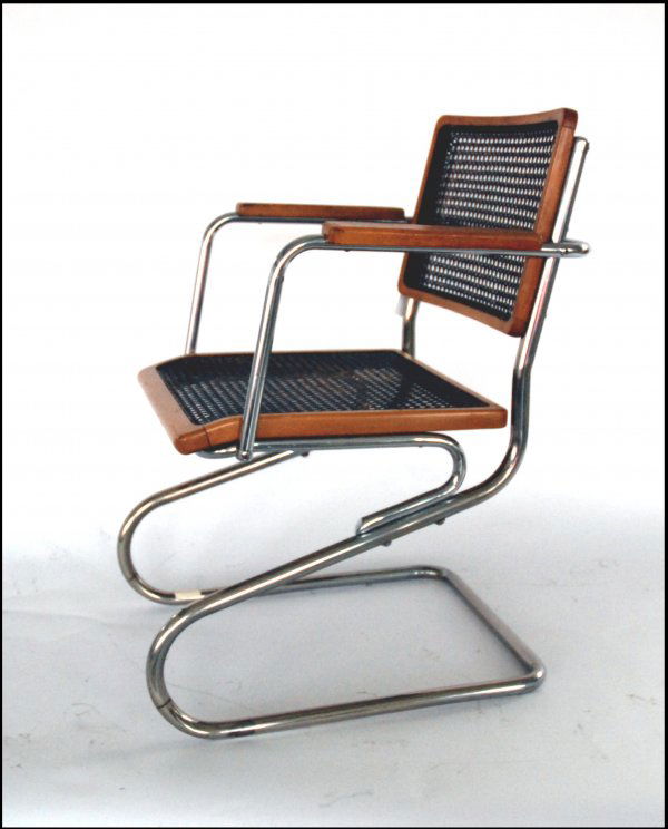 Heinz & Bodo Rasch, armchair 3133, 1934 for L&C S: Heinz & Bodo Rasch, armchair 3133, 1934 for L&C Stendal. Nickel plated tubular steel, wood, wickerwork. H. 83 cm. Lit.: L&C Arnold GmbH, Stahlrohrmoebel, catalogue with price list 1935